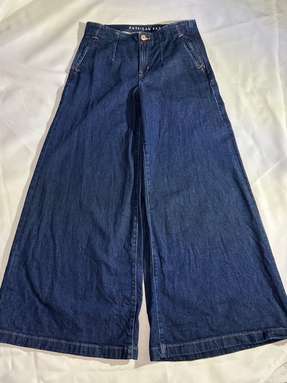 American Eagle Dreamy Drape A-Line Deep Indigo Wide-Leg Jeans